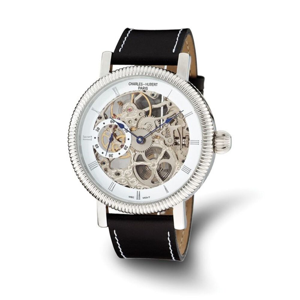 Charles Hubert Mens Skeleton Dial Watch